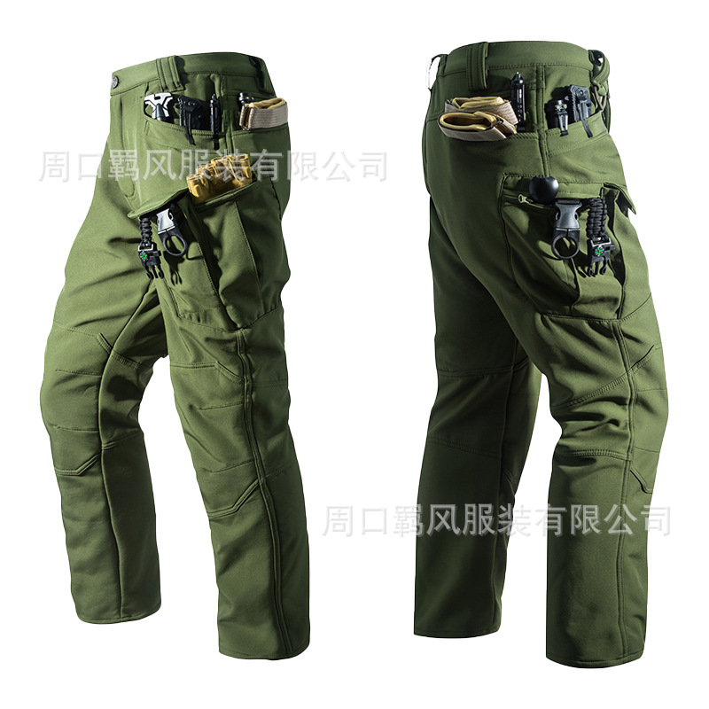 Factory direct IX7 velvet pants soft shell pants outdoor hiking pants waterproof windproof warm fleece pants