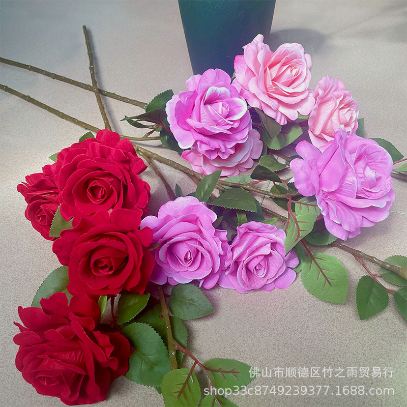 Plastic fake flower rose flower simulation super large decoration light luxury high-end living room high-end home decoration manufacturers wholesale