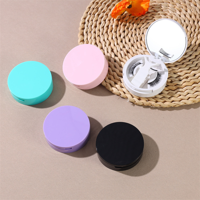 Popular Round Magnet Eyelash All-In-One Box, Glue-Free False Eyelash Storage Box, Matching Eyelash Magnetic Clip