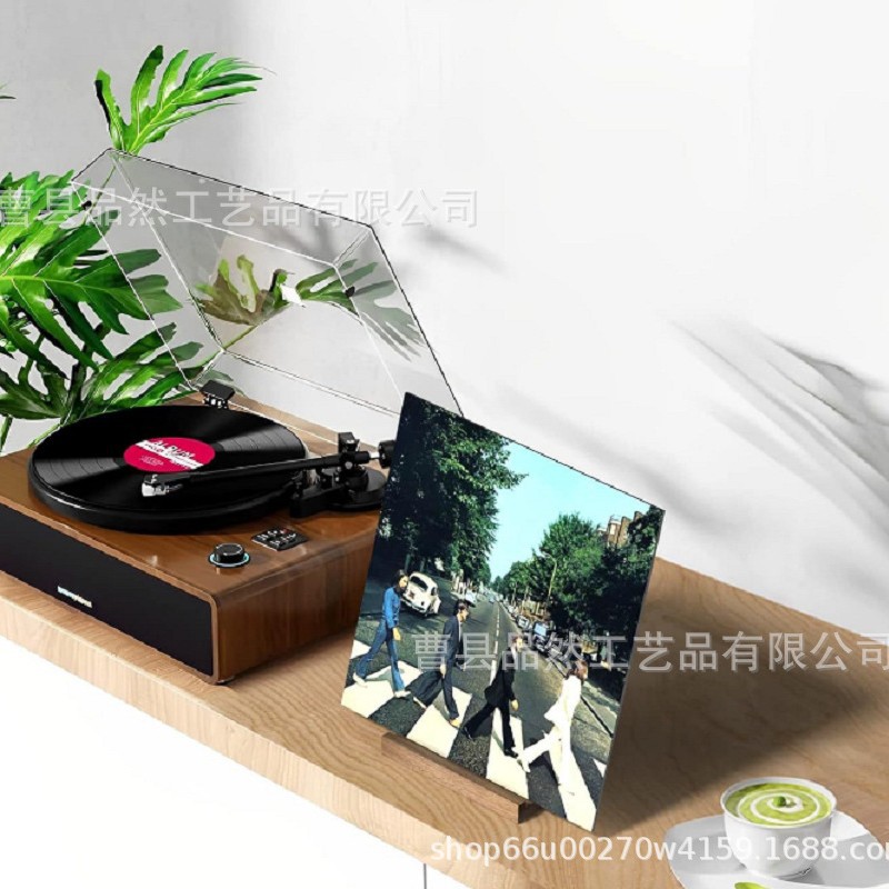 Iron and Wood Combined Vinyl Record Rack Desktop Cd Record Storage Rack Foldableable Lp Display Rack