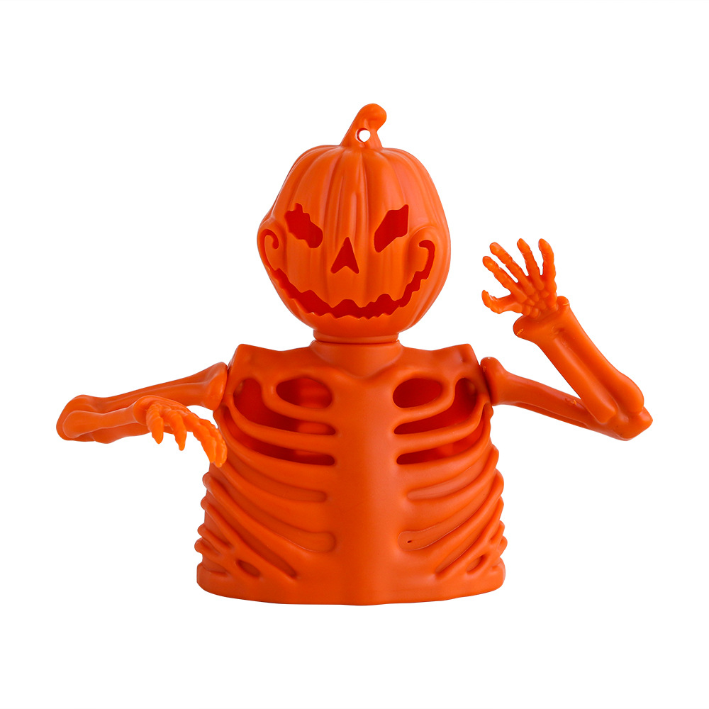 Cross-Border Halloween Decorative Ornaments Skull Skeleton Electronic Candle Pumpkin Lantern Ghost Festival Party Props Skull Candle Holder