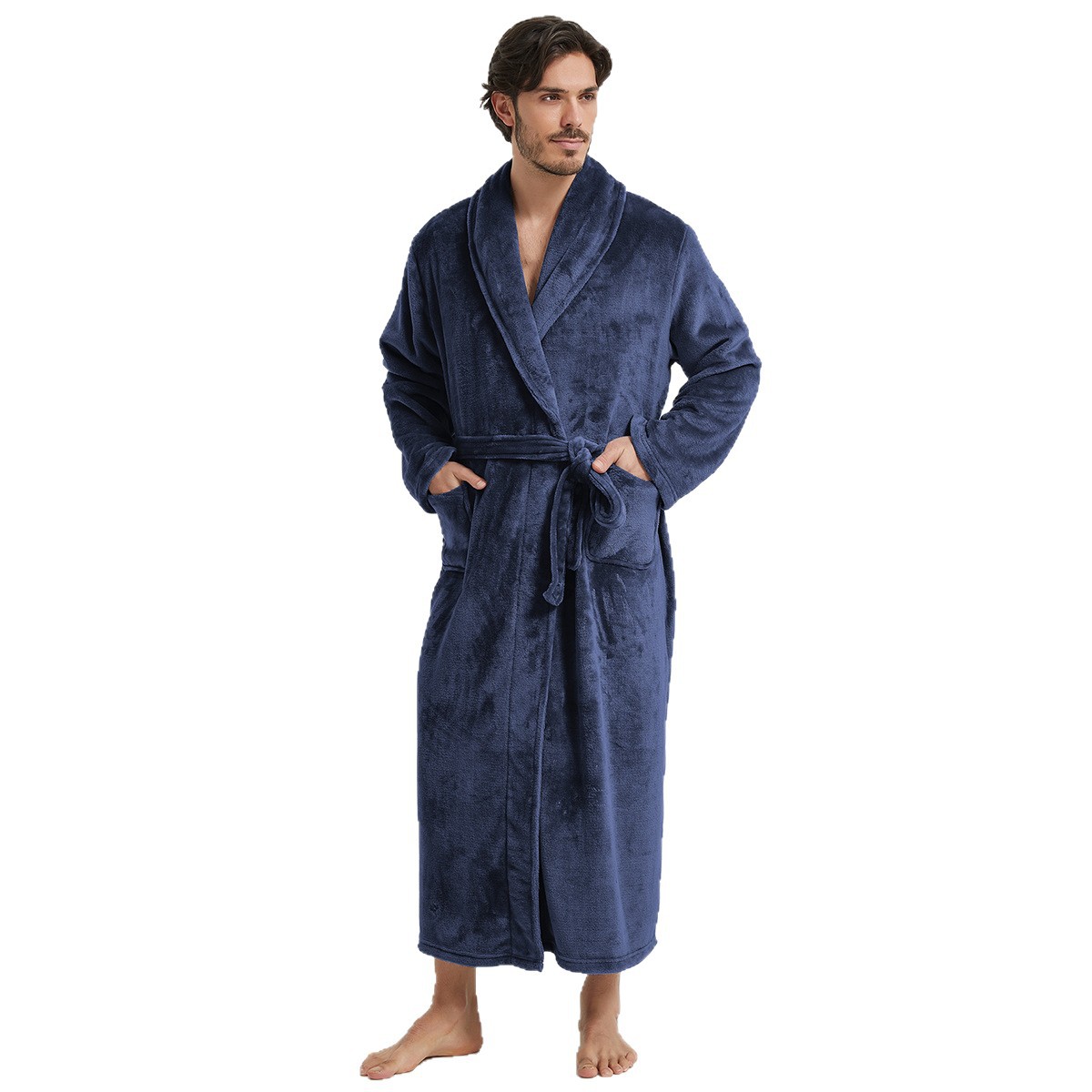 Lapel foreign trade cross-border couples new bathrobe dressing gown European and American style ladies home clothing flannel nightgown men