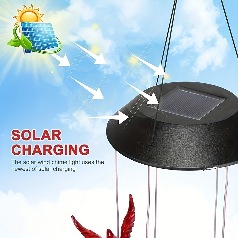 1Pc Outdoor Solar Flaming Bird Wind Chime Lights Outdoor6