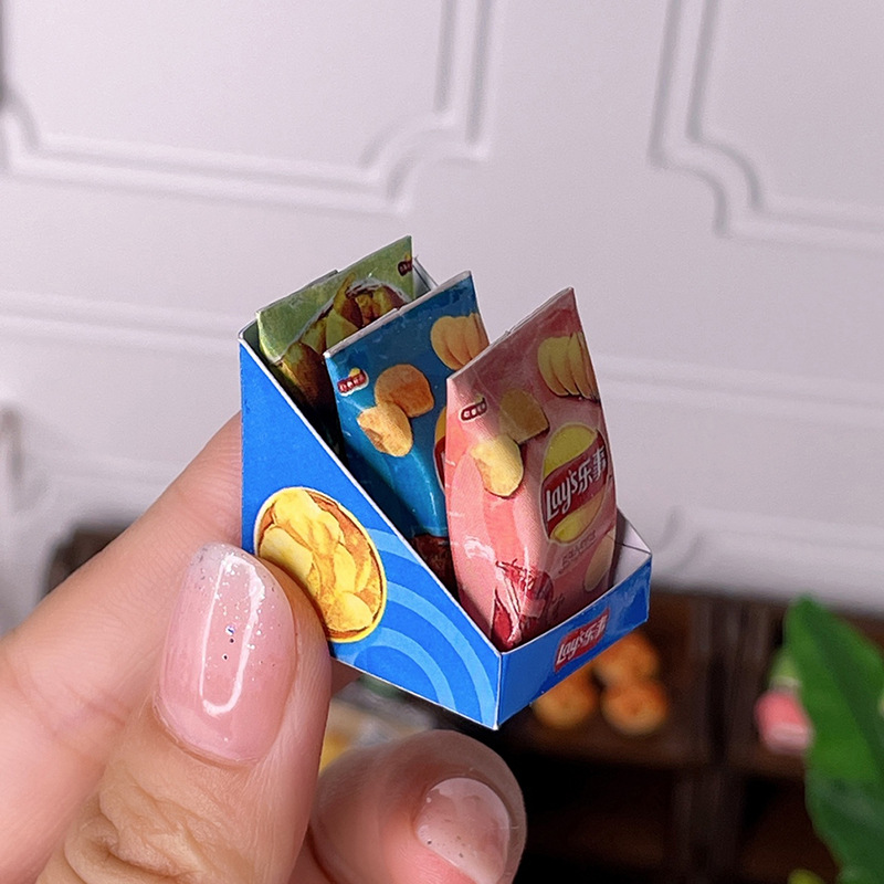 1:12 doll house simulation mini with bottom drag potato chips miniature food play scene ornaments