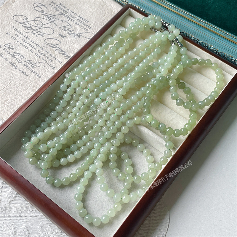 оптовая продажа натурального нефритового браслета из круглых бусин, DIY материалы для ожерелья