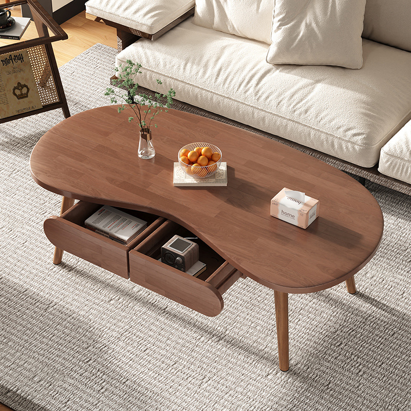 Массивный деревянный кофейный столик, для гостиной, домашний, маленькая квартира, балкон, маленький чайный стол, новый скандинавский простой креативный ореховый стол