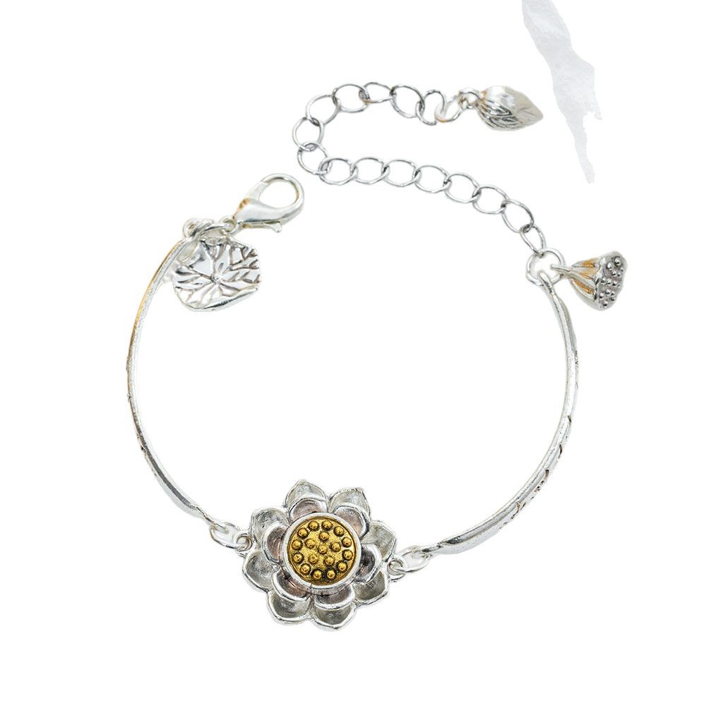 Xizang Jewelry Pendant Jewelry Fortune-Telling Retro Niche Simple Alloy Six-Character Mantra Lotus Bracelet