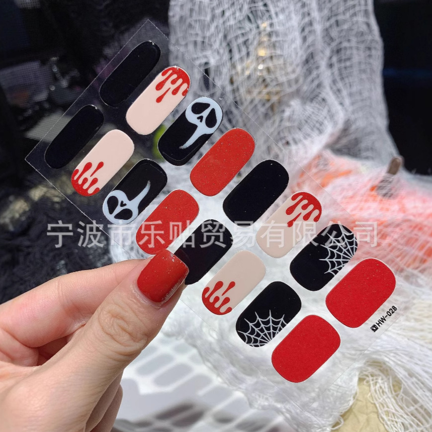Halloween Element Nail Art Stickers Full Set Ghost Blood Drop Pattern DIY Self-Adhesive Cross-Border Ready Stock Supply Le Stickers