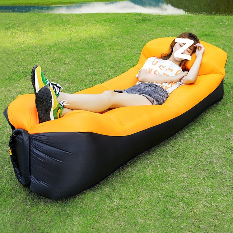 Outdoor Lazy Sofa Lying Single Person Music Festival Portable Air Bed Camping Picnic Sleeping Bag Inflatable Lined