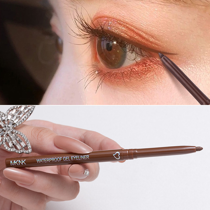 Cross-Border Beauty Cos Colorful Smooth Waterproof Eyeliner Gel Pen Silkworm Automatic Retractable Eyeliner for Beginners