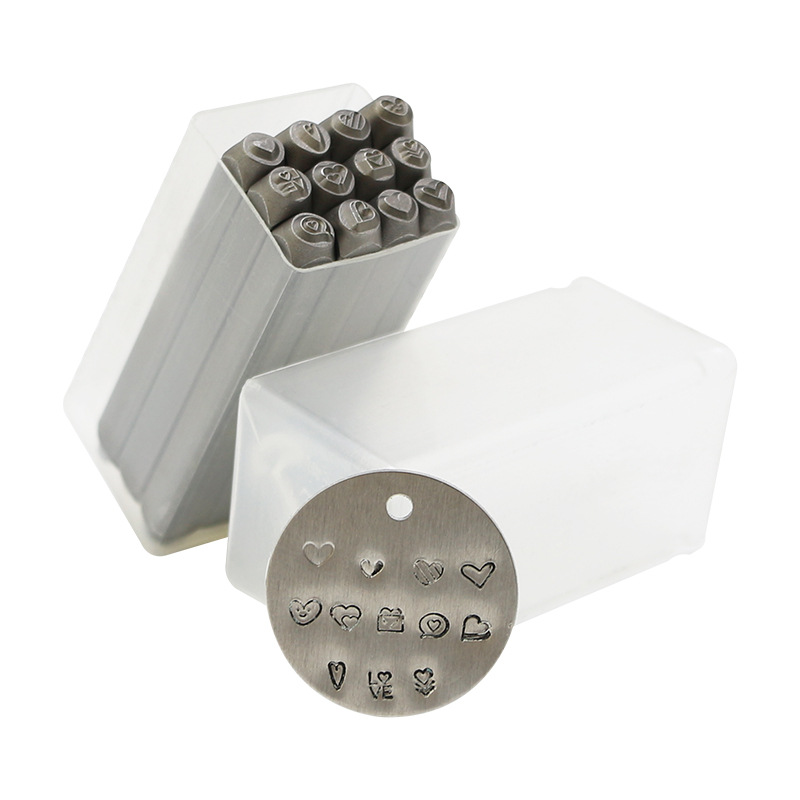 Supply 12pc love leather stamp printing punch DIY leather carving tools