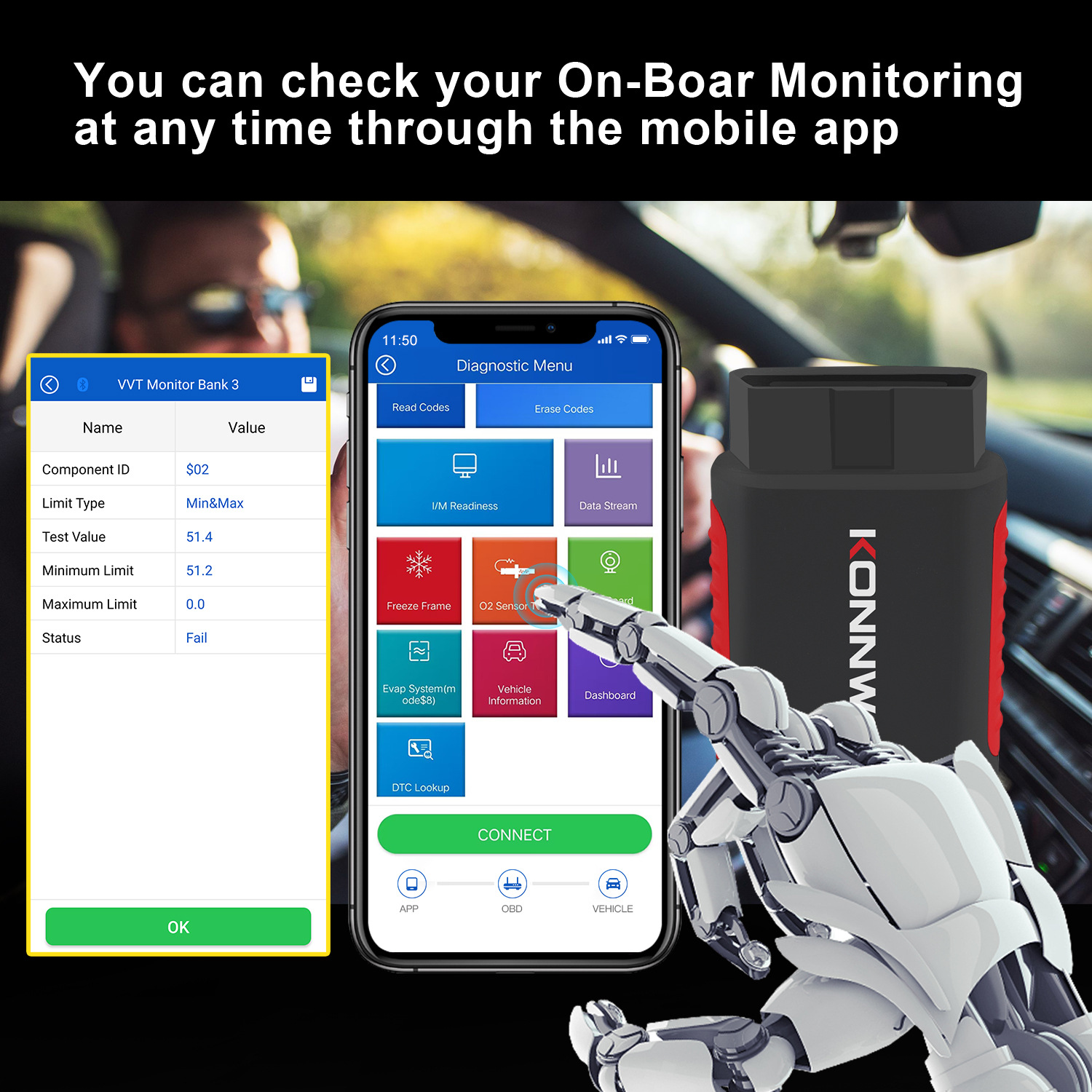 KONNWEI KDIAG car full-function diagnostic instrument ABS airbag brake pads multi-function diagnostic scanner