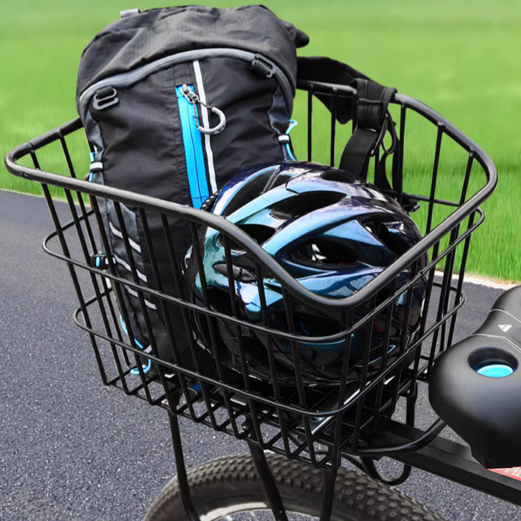 Bicycle rear basket mountain bike basket rear seat rack storage basket bicycle extra large student rear bag basket metal