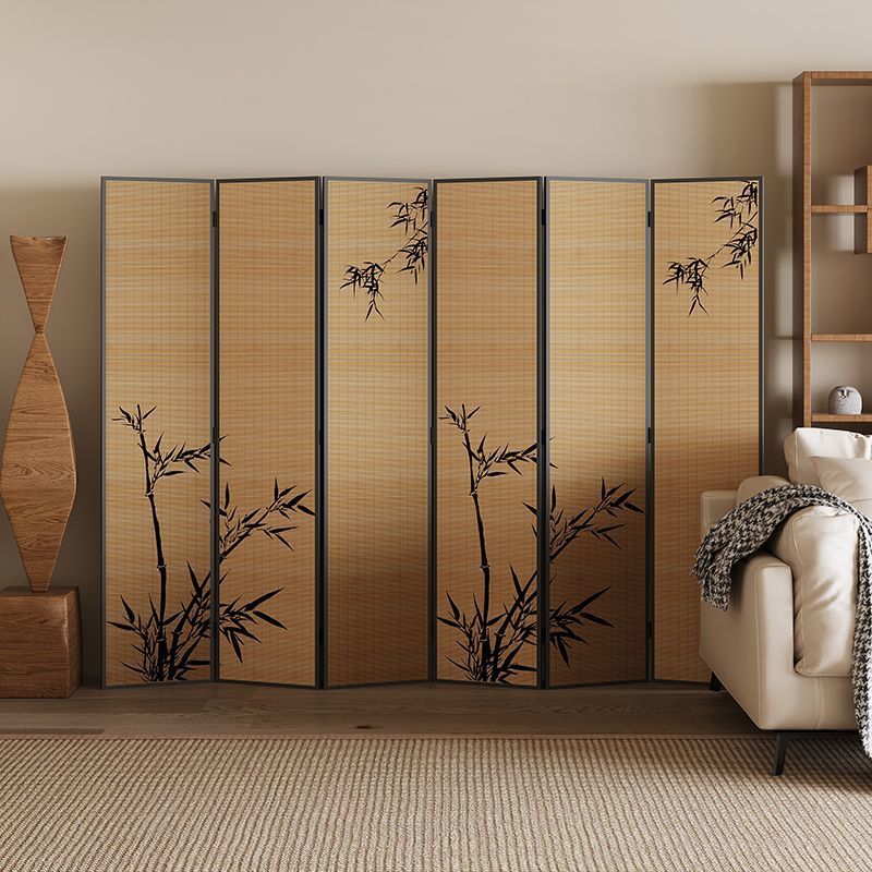 New Chinese-Style Screen Partition for Living Room, Background Blocking, Tea Room Decoration, Wind Bamboo Shadow Theme, Folding Mobile Screen Factory