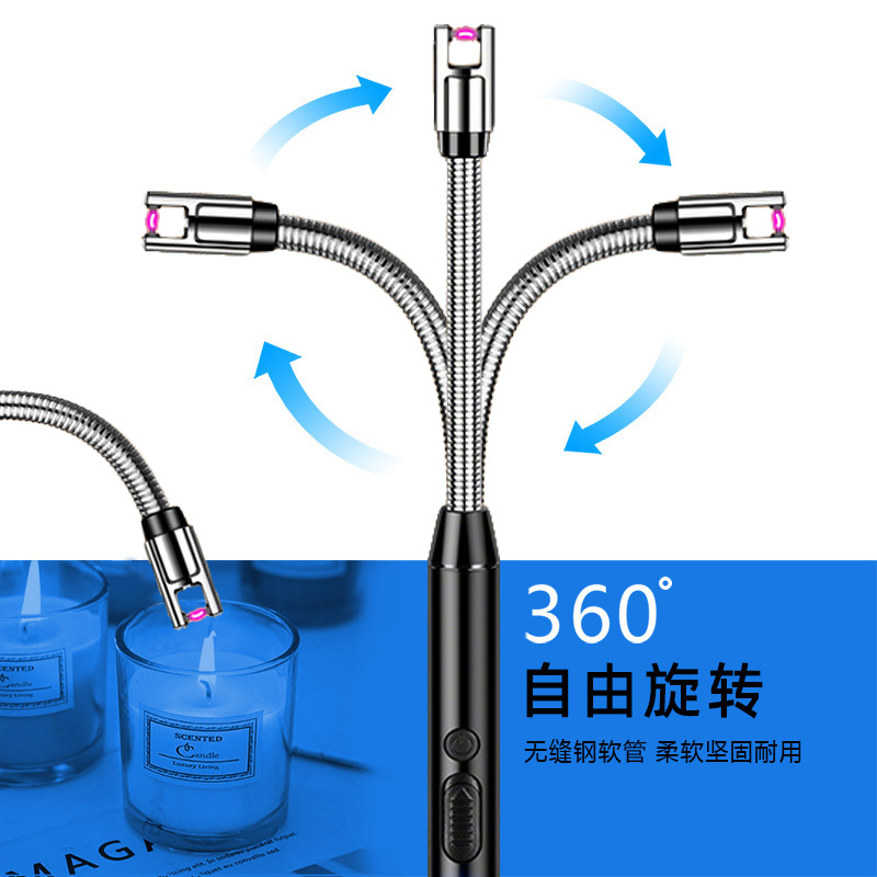 New Cross-Border Windproof Pulse Igniter Double Insurance Long-Lasting Smart Flameless Lighter Wholesale Dropshipping