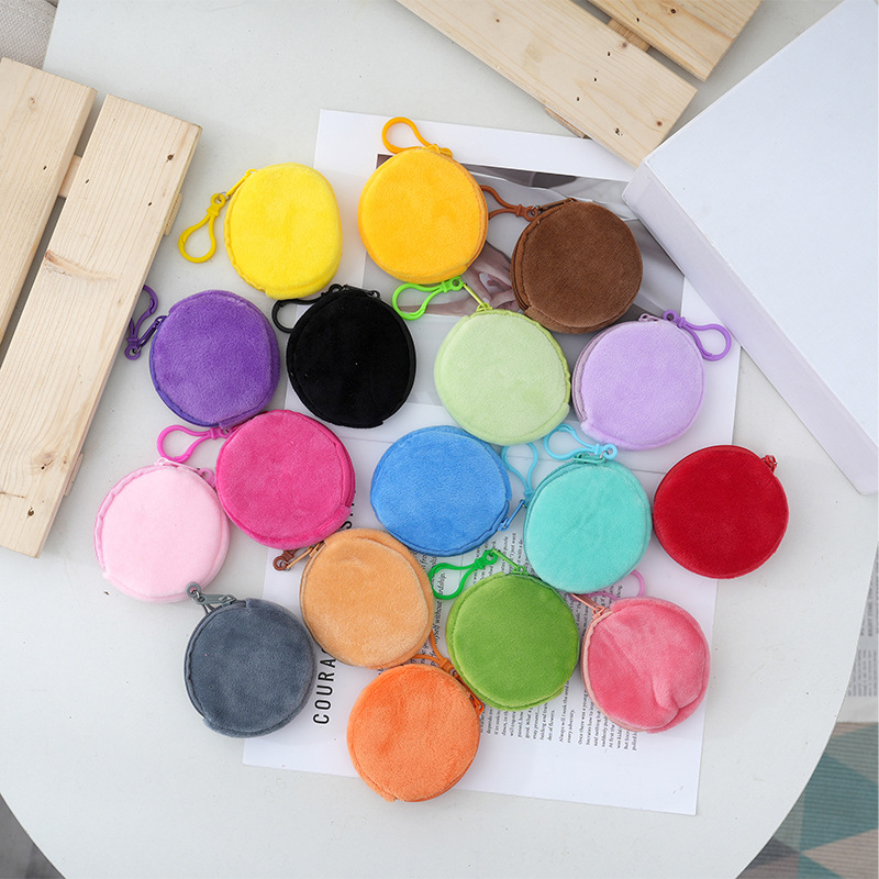 Кошелек-брелок круглой формы из плюша, милый женский кошелек для ID, простой кошелек оптом
