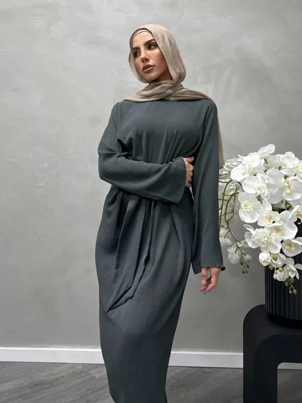 2024 Cross Border Muslim Ladies Dame dress Dubai Abaya Solid Color Prayer Costume Fashion Turkey
