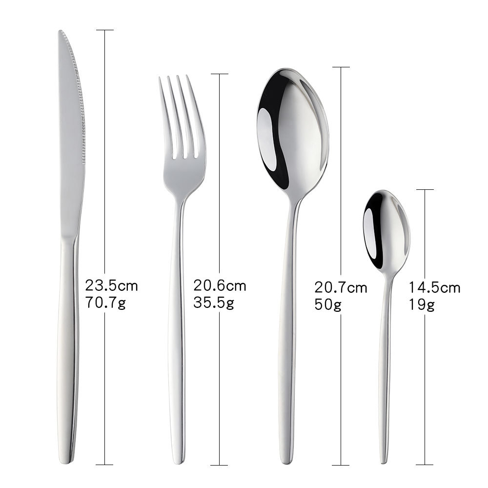 Stainless Steel 410 Steak Knife, Fork and Spoon Set Restaurant Thickened Four Components Tableware Household Soup Spoon Dessert Spoon Rice Spoon