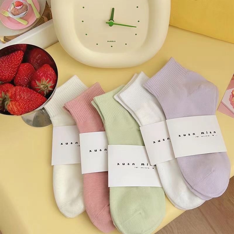 Zhuji Socks Women's Spring and Autumn Socks Versatile Solid Color Socks Women's Deodorant Sweat-Absorbent Summer Disposable Socks Wholesale Men