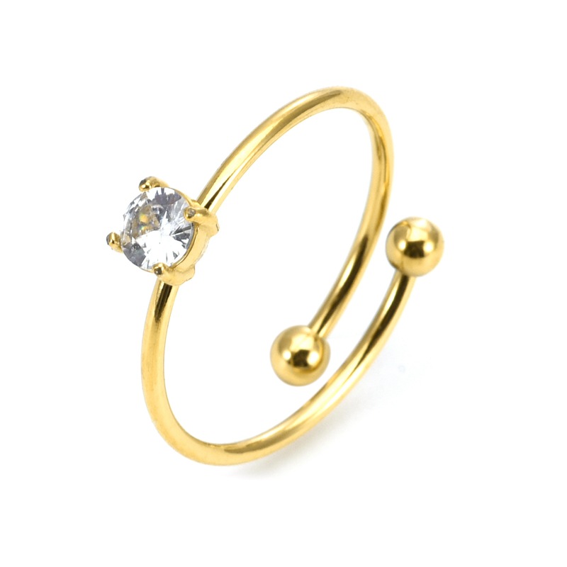 Qianhui European style living mouth titanium steel ring inlaid stone ring ins net red ring cross-border Amazon AliExpress