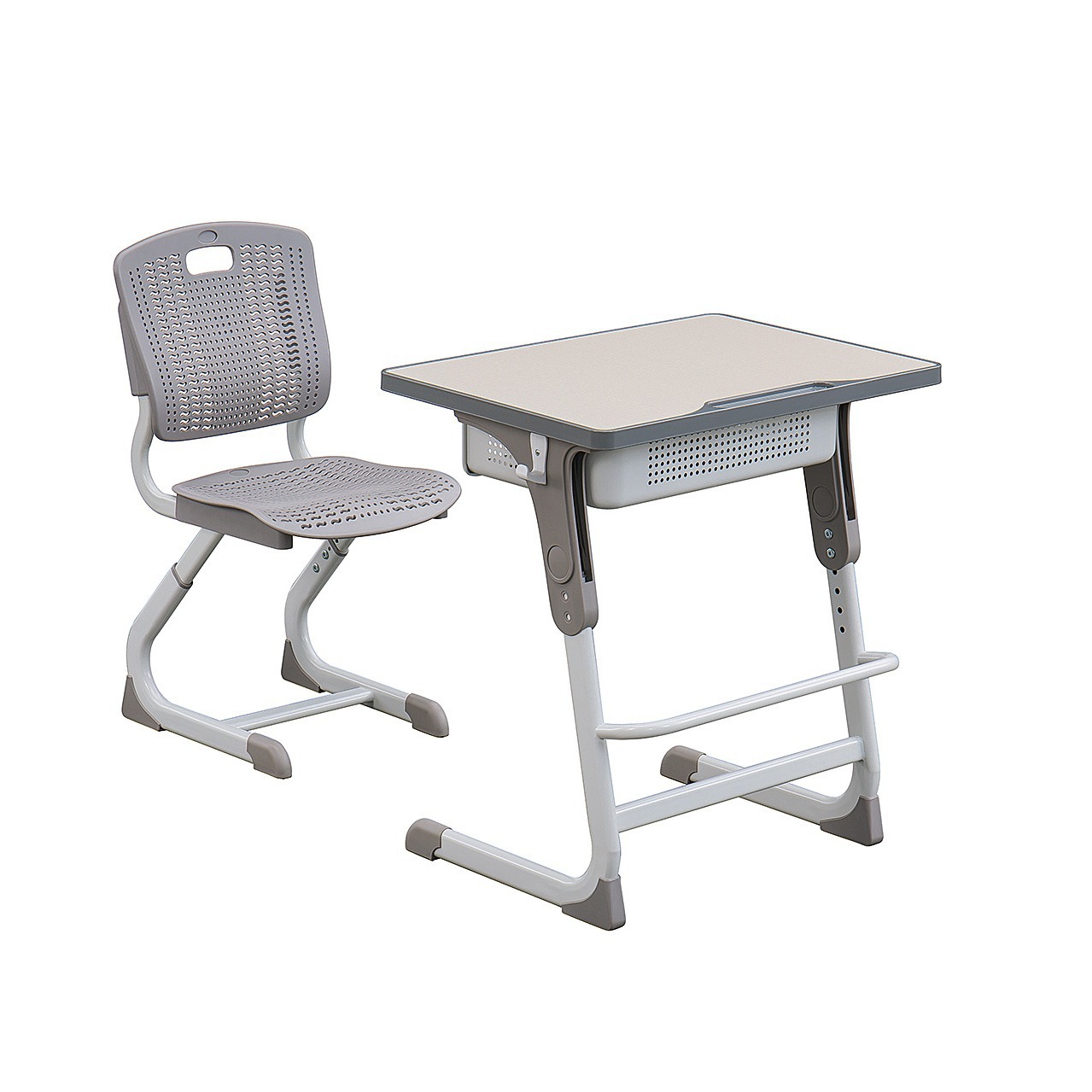 Factory primary and secondary school student desk and chair single adjustable height desk and chair training institution MDF desk and chair