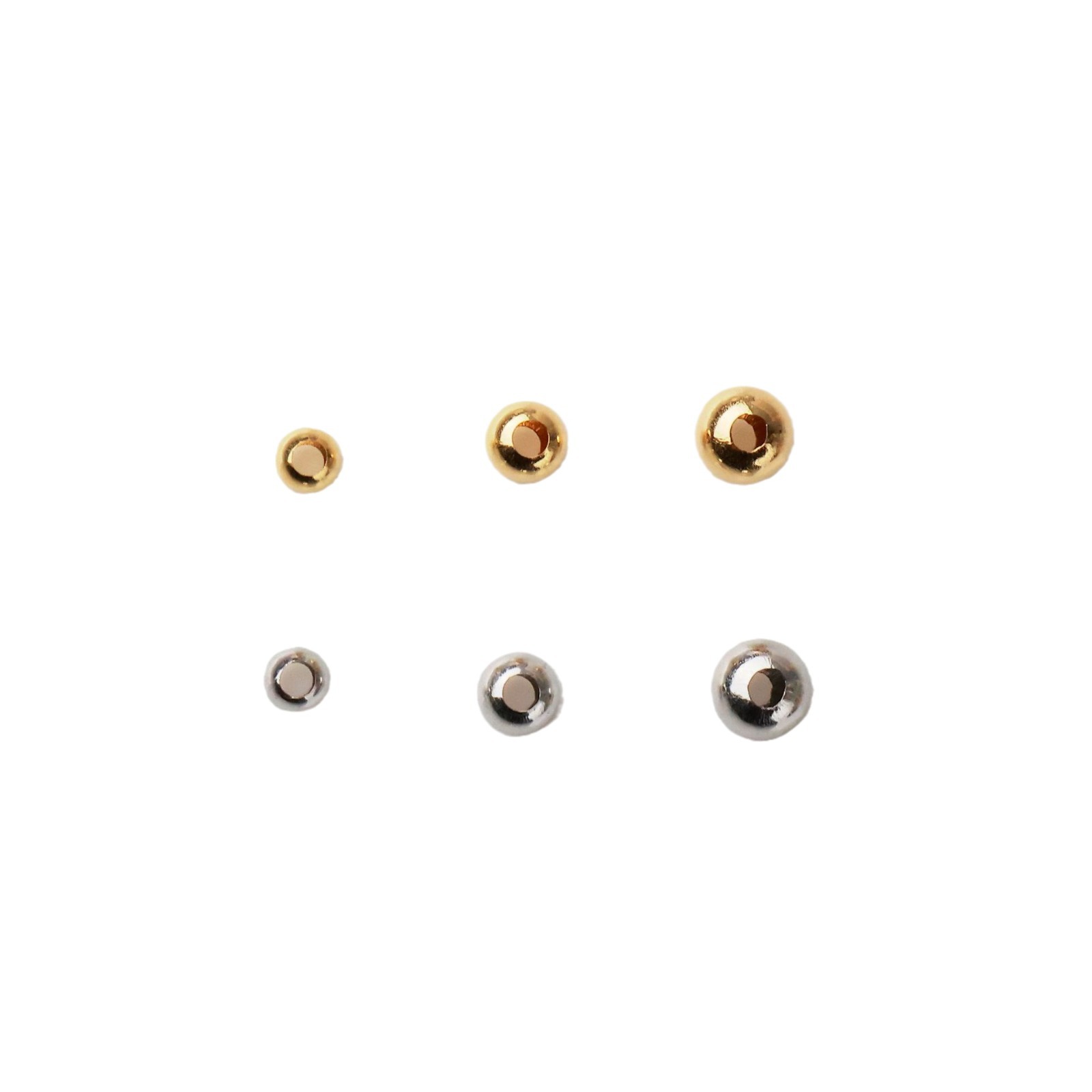 18K Gold Glossy Small Gold Beads Au750 Light Plate Gold Beads Accessories DIY Accessories Factory Direct Sales Wholesale