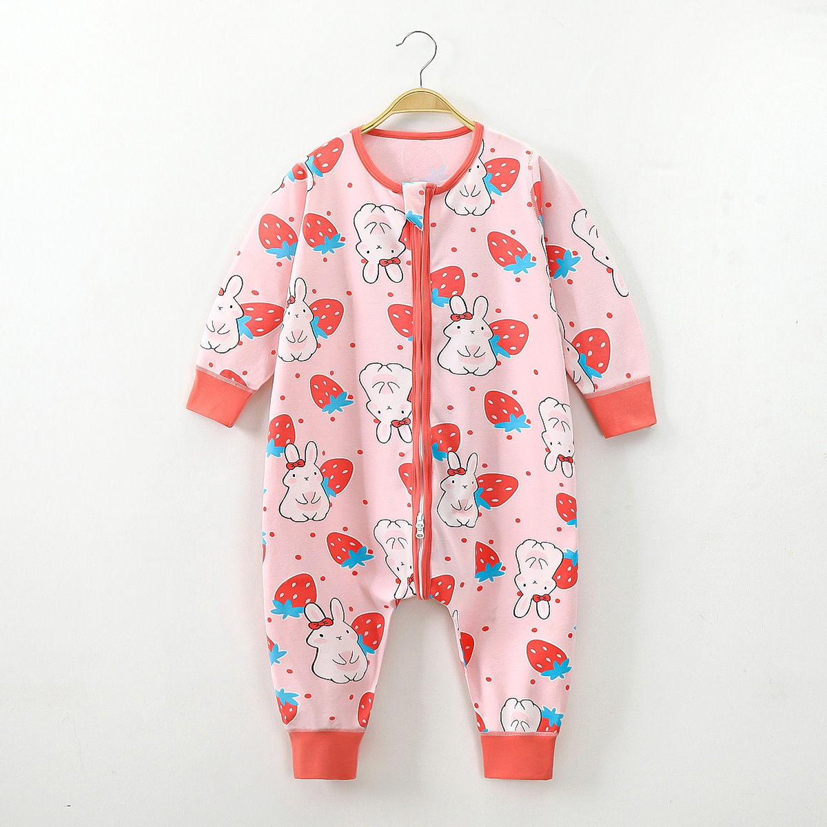 Cotton Children's Sleeping Bag Four Seasons Baby's Siaman Pajamas Baby's Leg-Split Home Clothes Three-Head Zipper Anti-Kick Nightgown