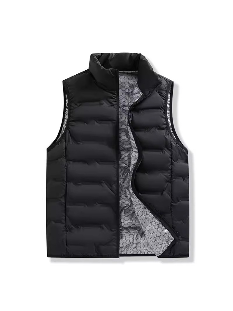 Men's Vest Autumn and Winter New Sports Down Vest Korean Style Vertical Collar Jacket Loose plus size Warm Vest