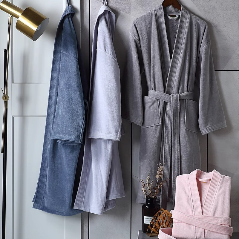 Bathrobe for Five-Star Hotels, Guesthouses, and Homestays, Made of Pure Cotton Towel Material, Absorbent and Quick-Drying, Unisex, Suitable for Autumn and Winter