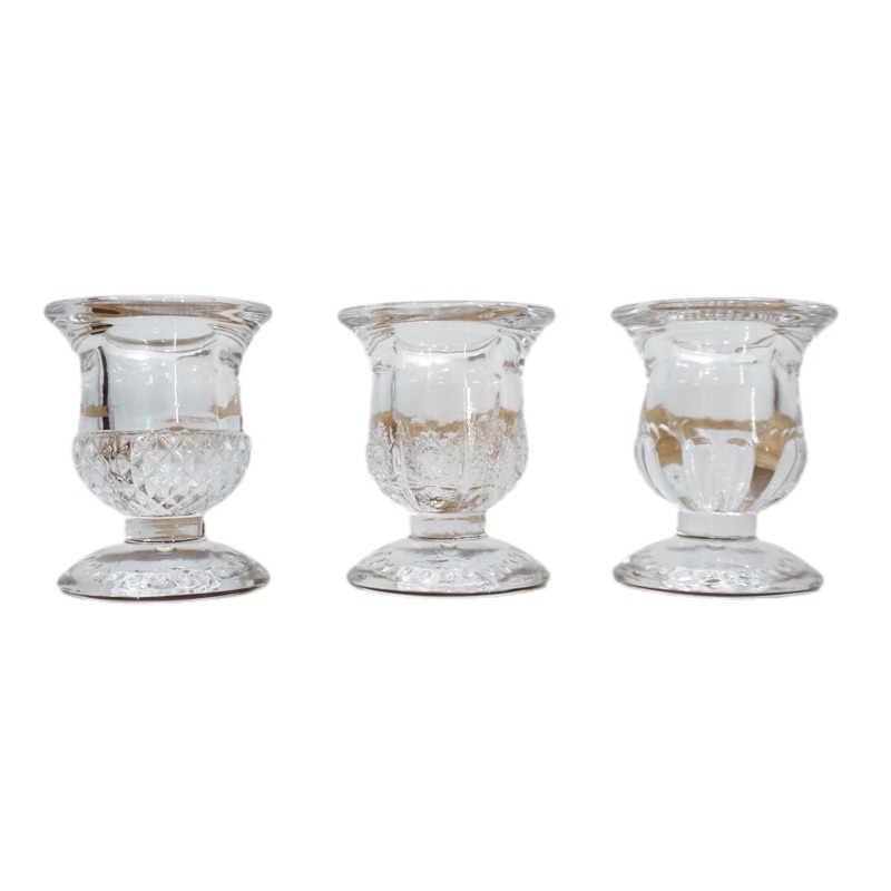 Wholesale Small Flower Bottom Pole Wax Glass Candlestick Glass Wax Table Wedding Western Restaurant Party Desktop Candlestick Ornaments