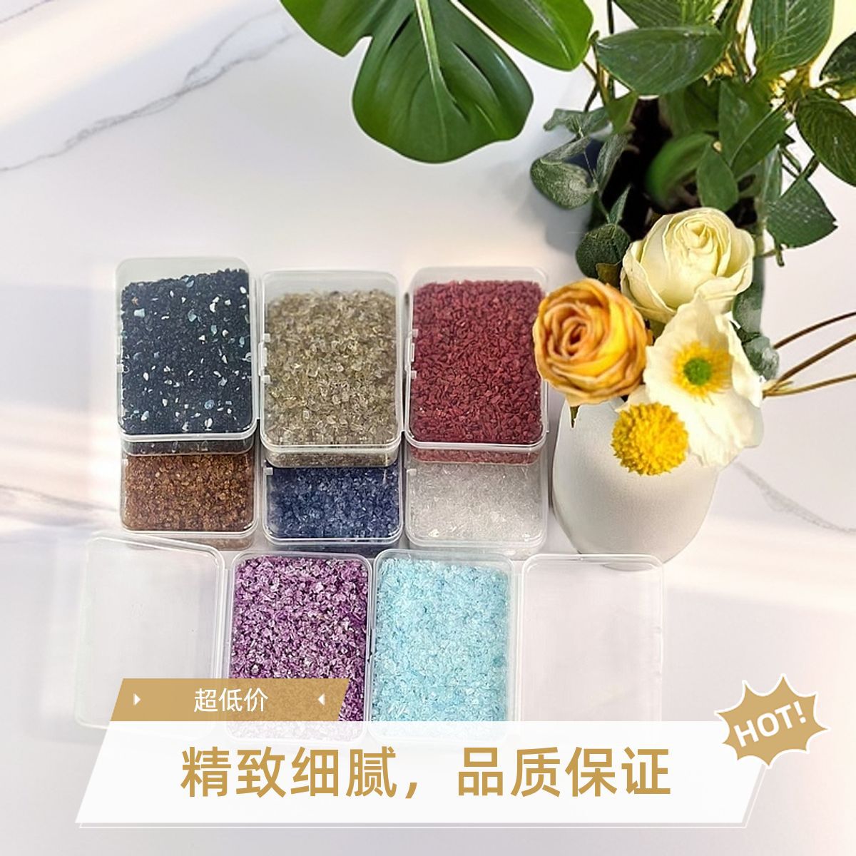 2-5mm Glass Sand Cross-Border Nail Art Rhinestones Transparent Packaging Box Glass Crushed Stone Nail Art Glitter Sand Decoration Glitter Sand Effect