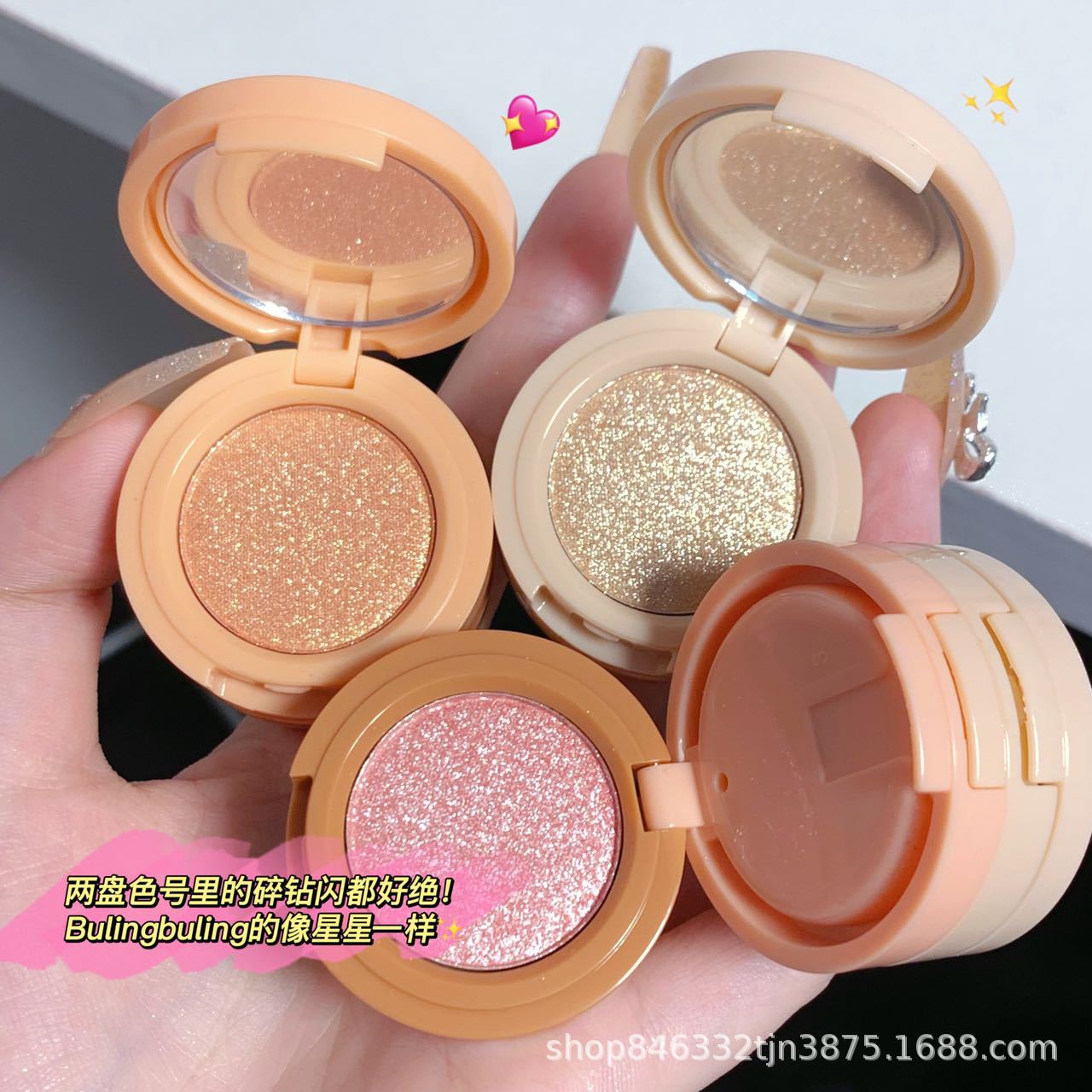Three-Color Blush Highlighter Contouring Powder Pearlescent Matte Three-In-One Palette Cross-Border Makeup Wholesale Pearlescent Matte Blush