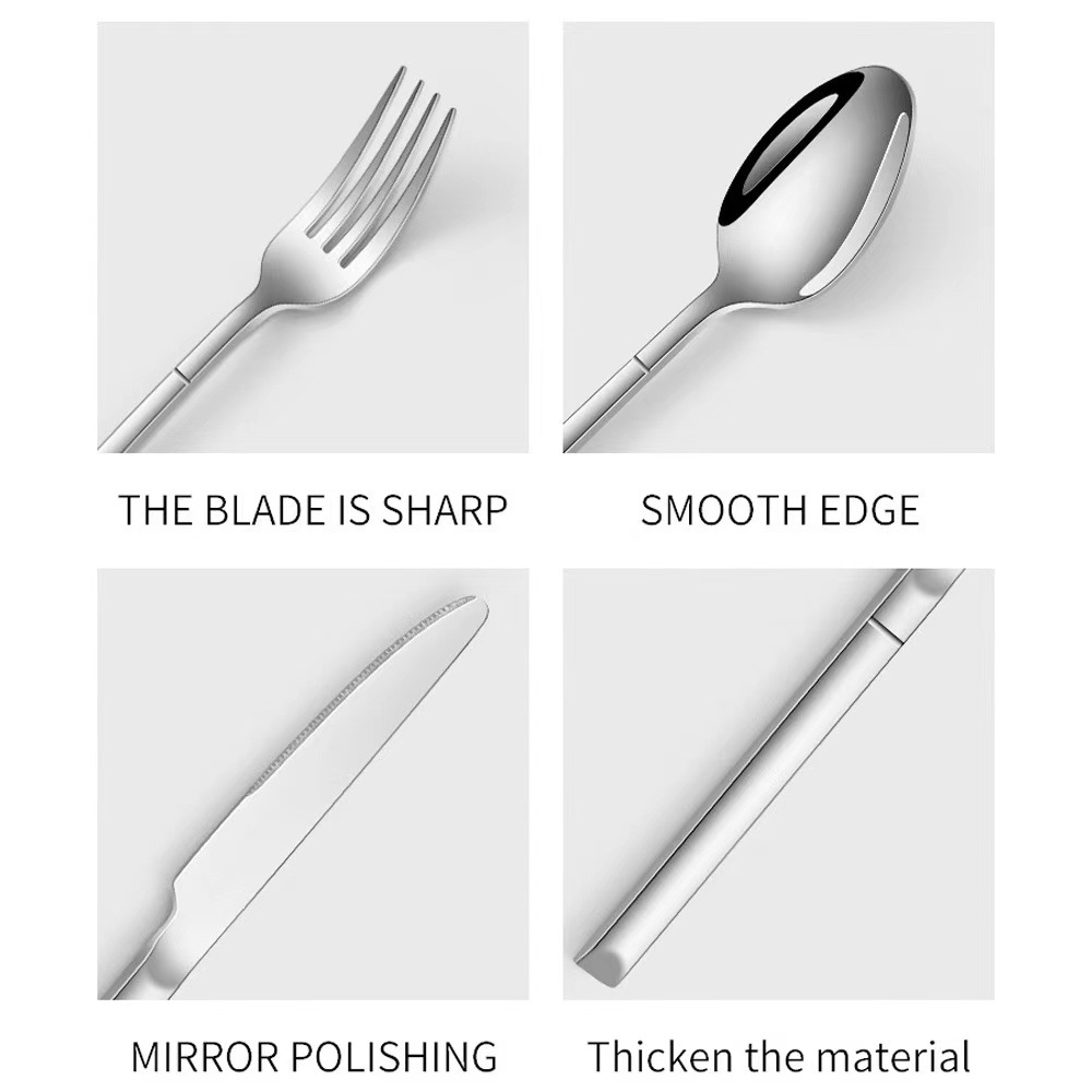 Cross-Border Amazon Knight Stainless Steel Tableware 24-Piece Knife and Fork Set Western Steak Knife, Fork and Spoon Gift Box Set