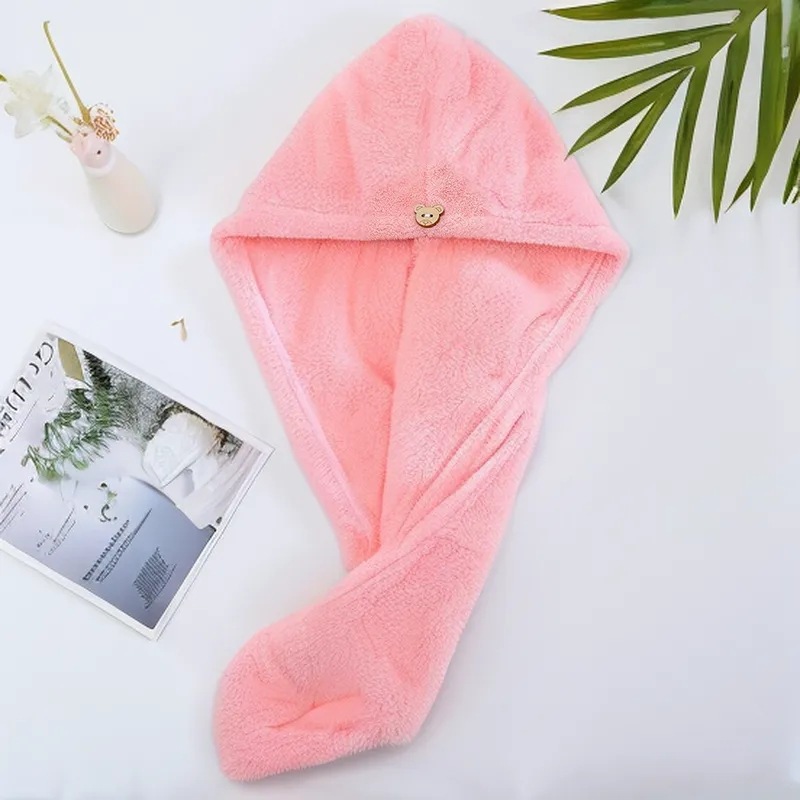 Cross-border Double-layer Thickened Shower Cap Women's Water Absorbent Quick-drying Cap Coral Fleece Hair Dried Towel Towel Wash Headband Hair Dried Cap