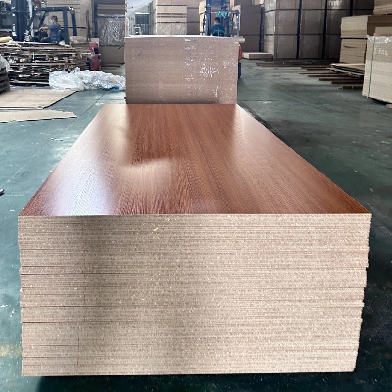 Solid Wood Particle Board Walnut Veneer Paint-Free Board Wood Grain 15mm E1 Grade Partition Melamine Particle Board