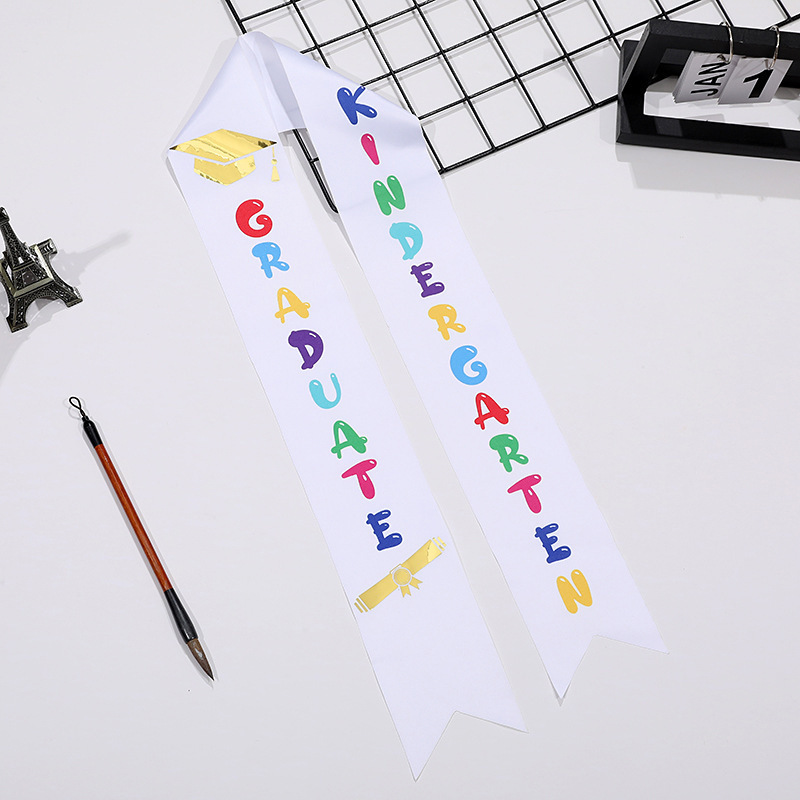 Children's Ribbon Ceremonial Shoulder Strap Preschool Kindergarten Printed Honor Award Satin Shawl Honor Award Ribbon