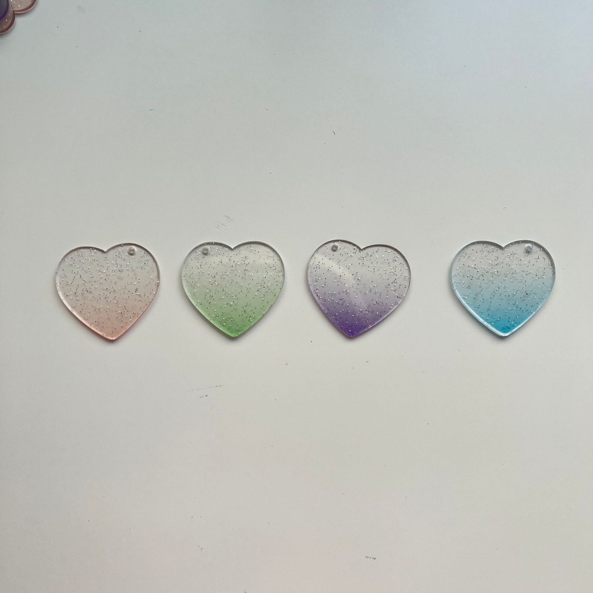 Glitter gradient goo card acrylic sheet plexiglass blank keychain transparent DIY round disc pendant