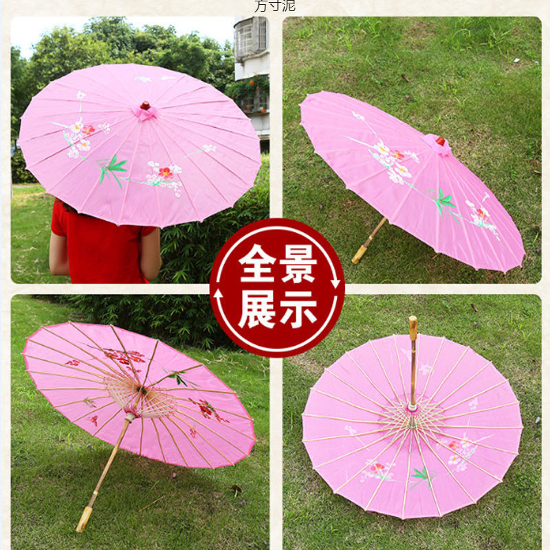 Ancient Style Oil Paper Umbrella Women's Hanfu Vintage Dance Performance Umbrella Silk Cloth Ancient Clothing Show Ceiling Decoration Cheongsam Prop Umbrella