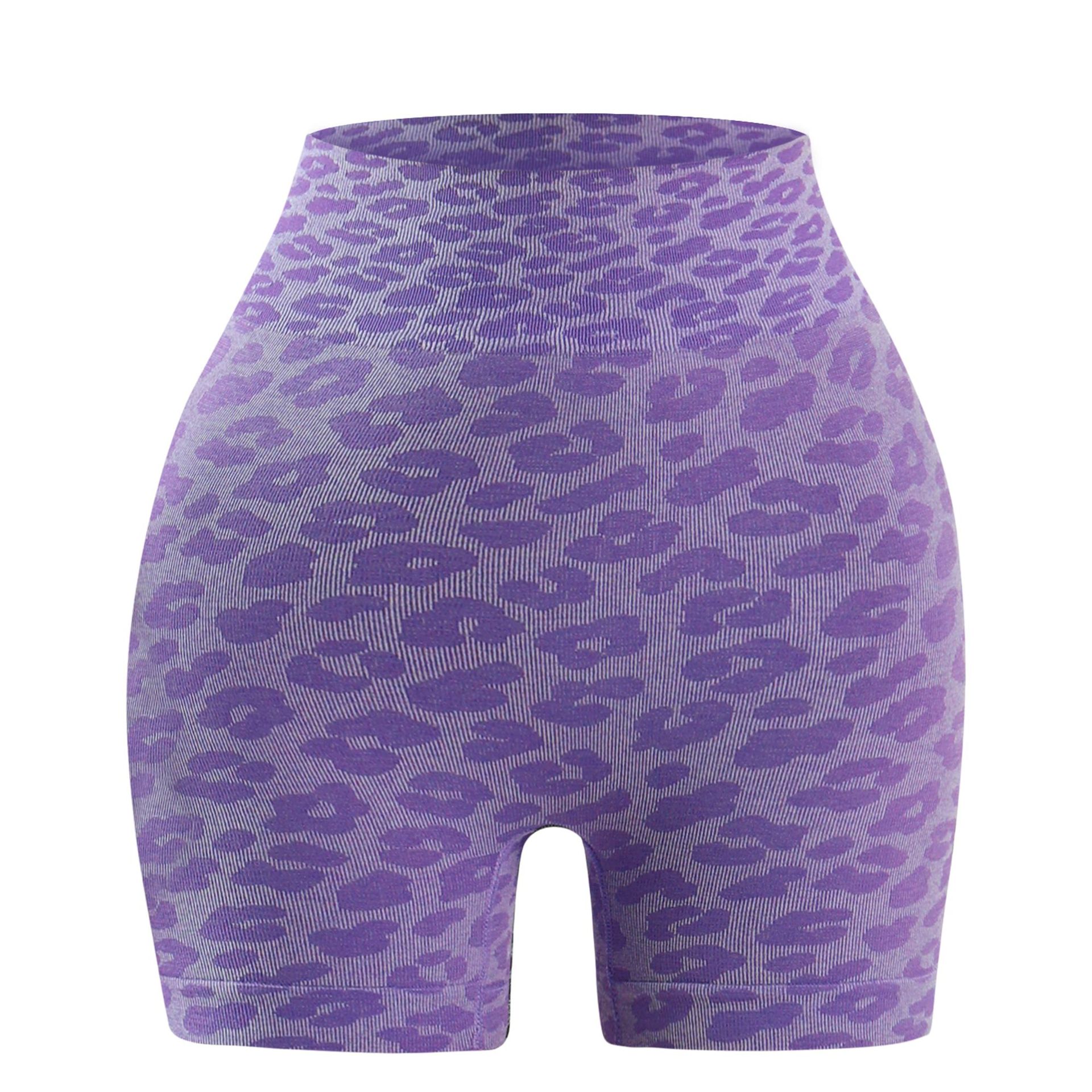 Amazon Seamless High Waist Hip Lifting Yoga Shorts Leopard Print Slim Beautiful Buttocks Tight Three-Point Fitness Training Mid Shorts