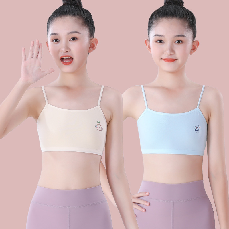 Girls' Intimates Development Period Sling Pure Cotton Vest 7-15 Years Old Primary and Secondary School Students Early Girls First Stage Tube Top