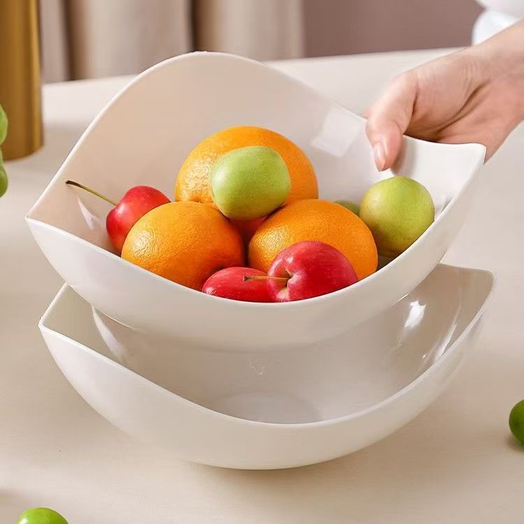 High-End Fruit Plate Ins Style White Living Room Snack Plate Candy Plate Thickeneded Office Restaurant Dried Fruit Basket
