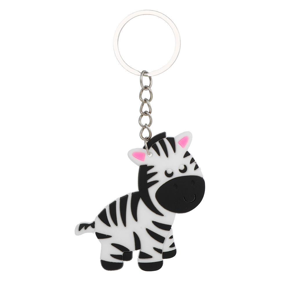 Cross-border new forest animal keychain PVC soft rubber children's jewelry car pendant key ring