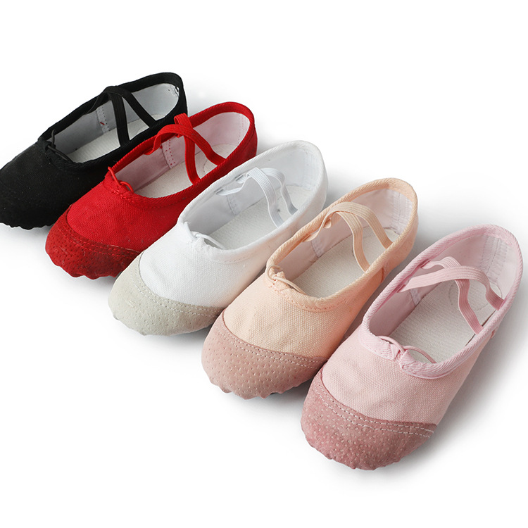 Children's Dance shoes soft bottom practice cat claw shoes adult ballet shoes women's black leather toe toddler grading shoes