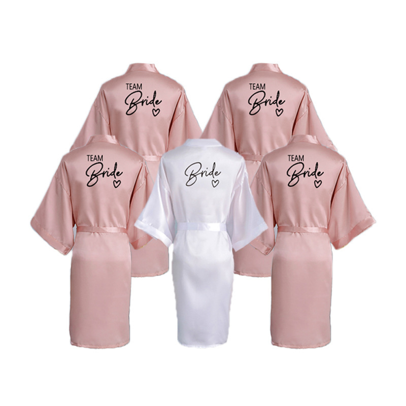 Europe and the United States cross-border bridal group morning gown women's nightgown wedding makeup wedding silk-like bathrobe