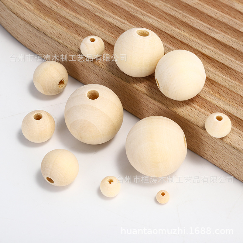 Source manufacturers spot 6-50mm lotus wood wholesale DIY material wood beads round beads loose beads wood balls log color wholesale