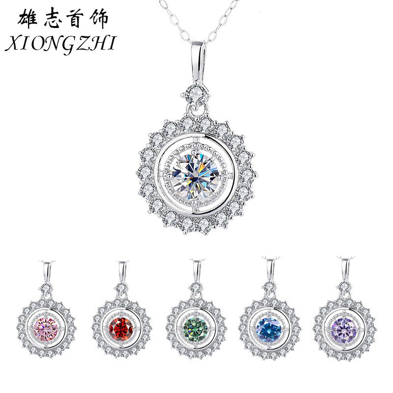 Кросс-бордерная горячая продажа S925 стерлингового серебра Диск Ожерелье из моиссанита Европейский и американский легкий люкс Подвеска в форме подсолнуха Цепочка на ключицу