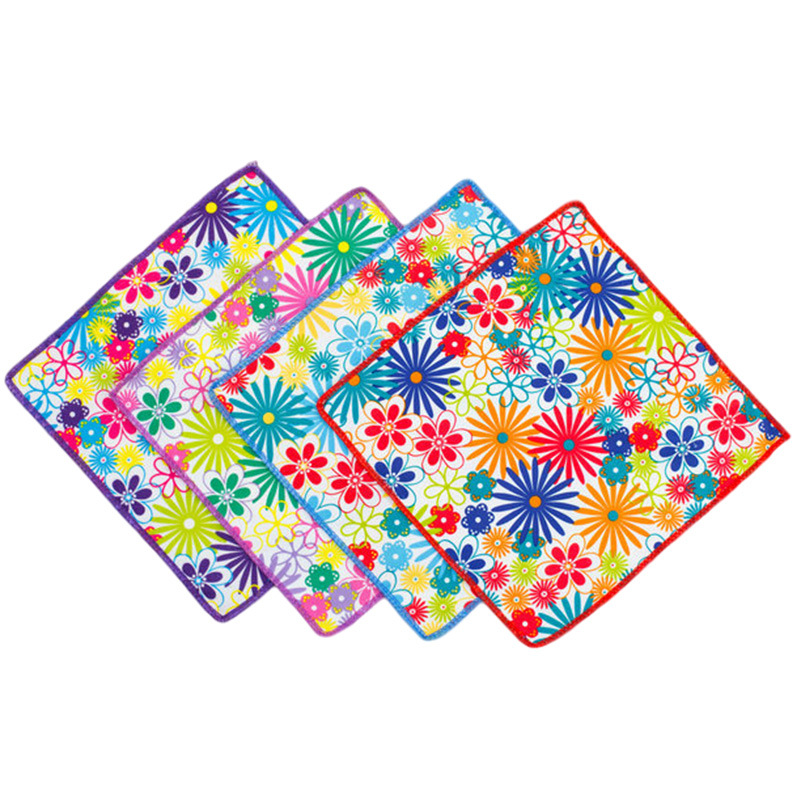 Wholesale cross-border towel household printing microfiber kitchen small square gift car gift small towel