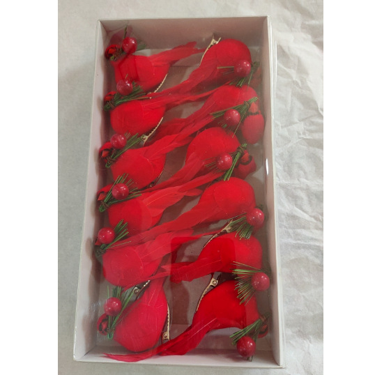 11cm Feather Red Bird Christmas Red Bird Artificial Bird Christmas Decoration Christmas Tree Clip Style