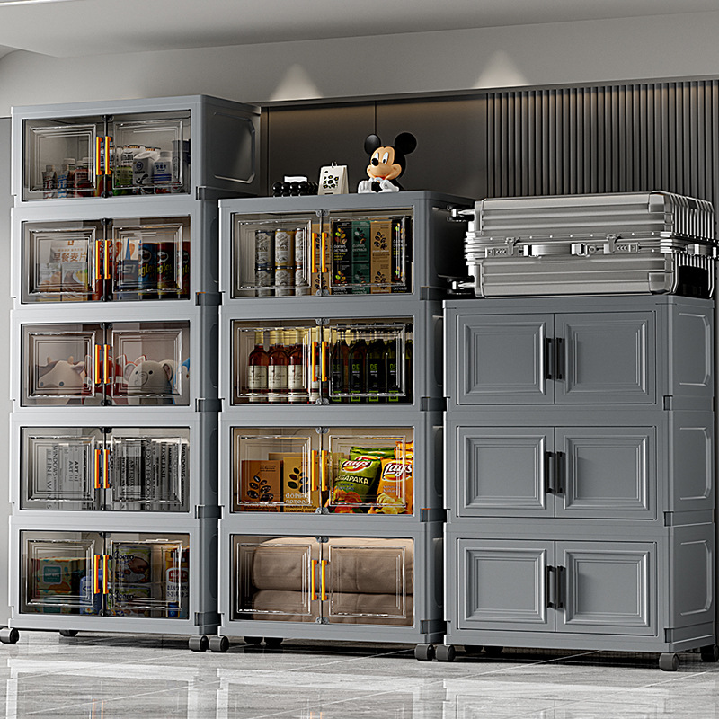 Double-Door Installation-Free Storage Box Folding Toy Snack Sundry Storage Cabinet Baby Wardrobe Extra Large Storage Cabinet