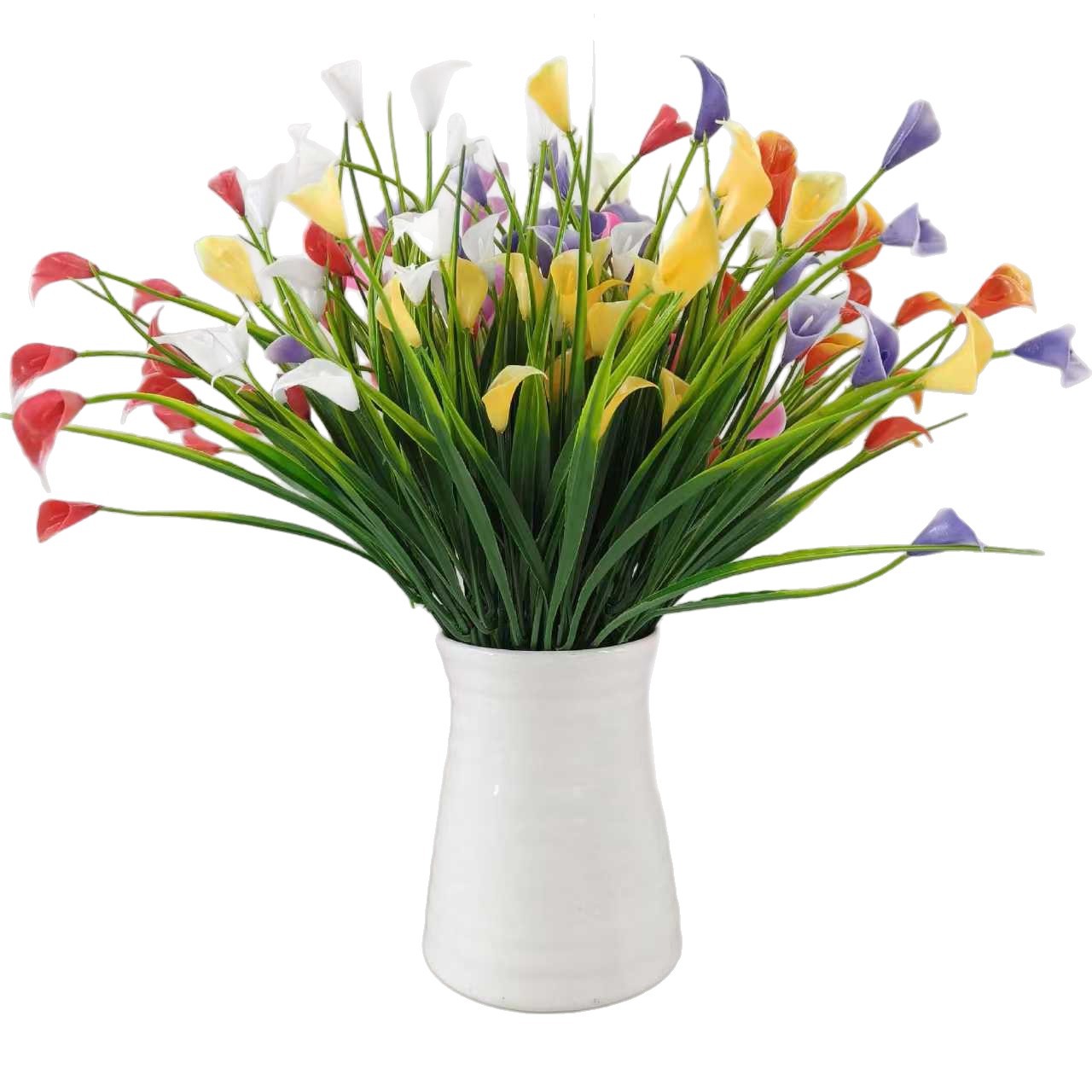 Amazon Temu Five-Headed Spring Grass Calla Lily Artificial Home Decoration for Living Room and Dining Room Tabletop Floral Arrangement Mix and Match